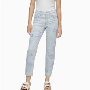 NWOT Calvin Klein Acid Wash High Rise Straight Leg Jeans Raw Hem